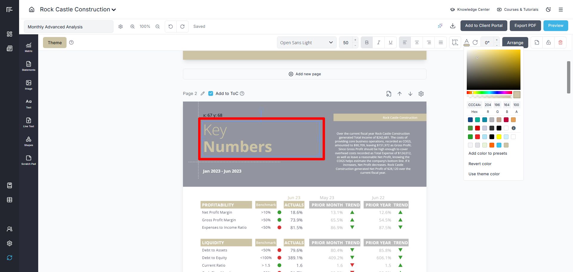 Theme Color in the Report Builder