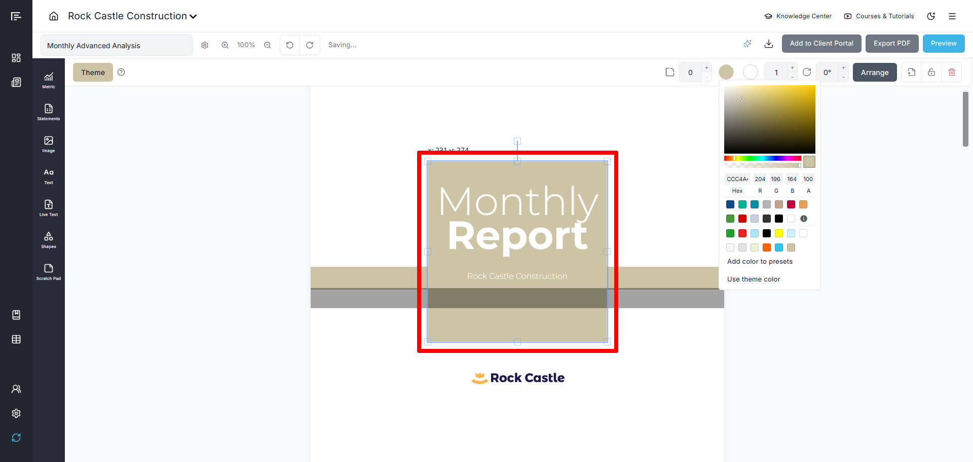 Theme Color in the Report Builder