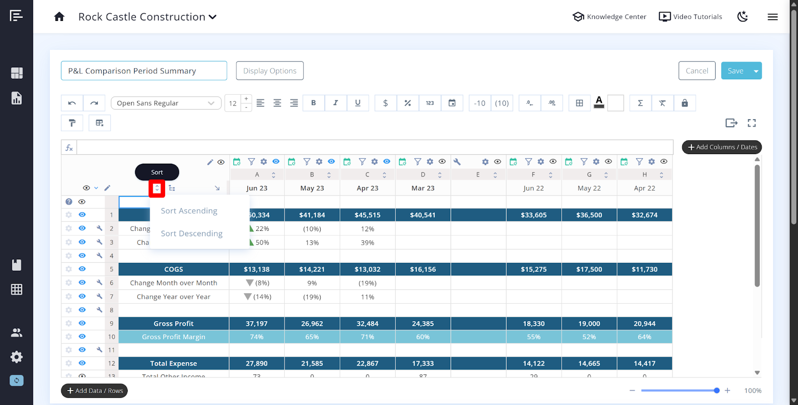 Arranged Rows Rows and Columns in Reach Reporting