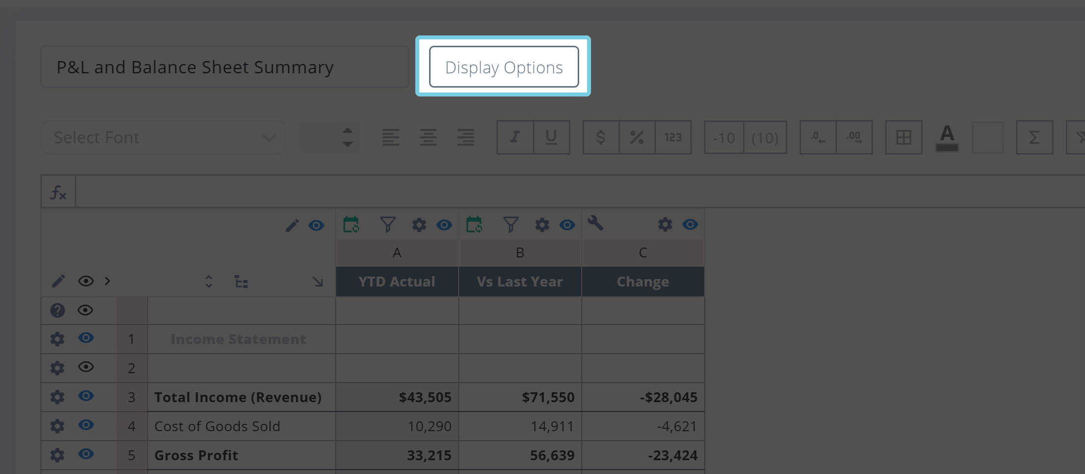 balance sheet layout