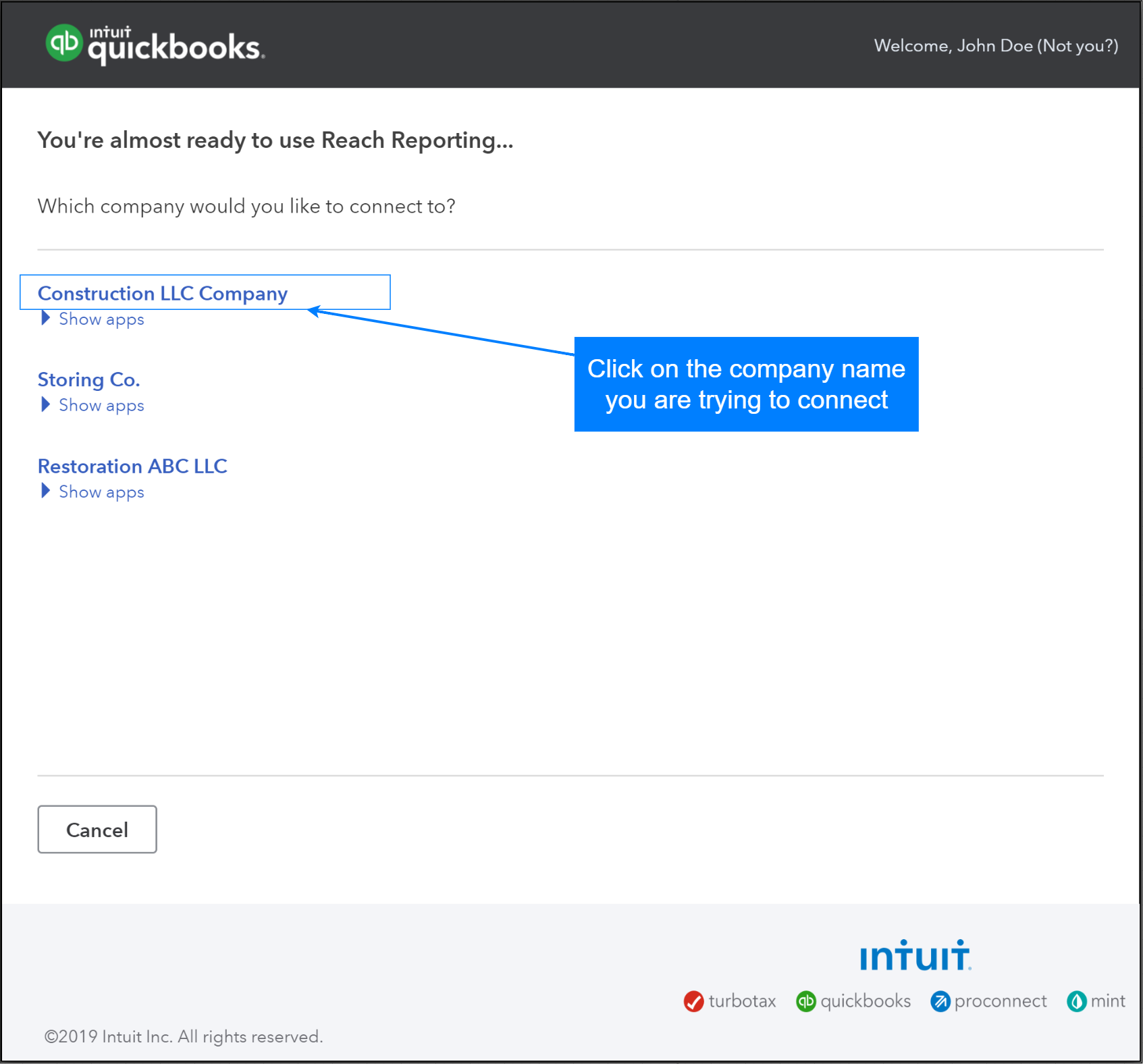 QuickBooks connection