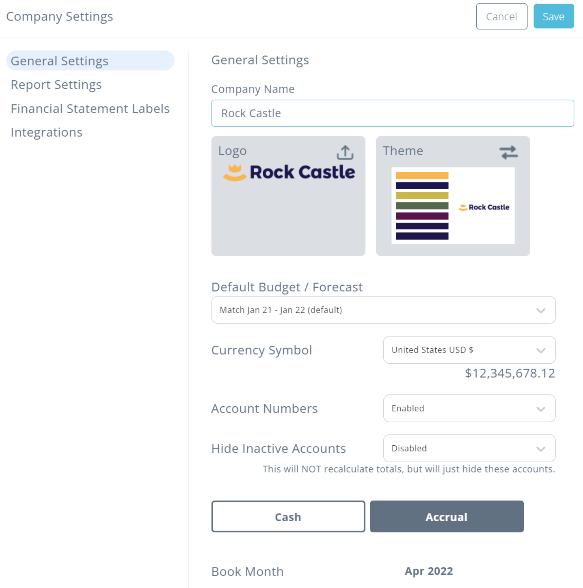 company general settings